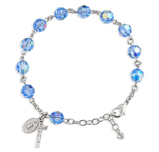 Round Faceted Light Sapphire Finest Austrian Crystal Bracelet