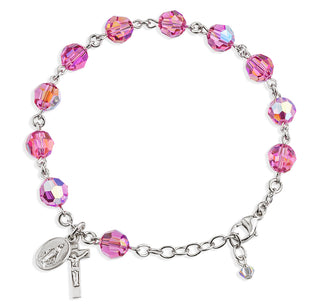 Round Faceted Pink Finest Austrian Crystal Bracelet