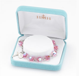 Round Faceted Pink Finest Austrian Crystal Bracelet