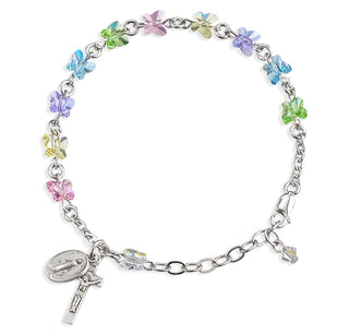 Rosary Bracelet Created with 6mm Multi-Color Finest Austrian Crystal Butterfly Beads