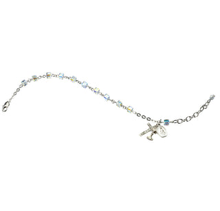 Rosary Bracelet Created with 4mm Aurora Borealis Finest Austrian Crystal Cube Shape Beads