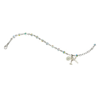 Rosary Bracelet Created with 4mm Aurora Borealis Finest Austrian Crystal Round Beads