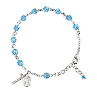 Aqua Round Faceted Finest Austrian Crystal Bracelet
