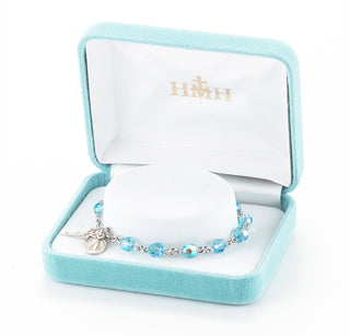 Aqua Round Faceted Finest Austrian Crystal Bracelet