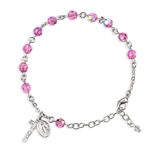 Pink Round Faceted Finest Austrian Crystal Bracelet