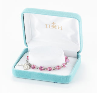 Pink Round Faceted Finest Austrian Crystal Bracelet