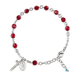Ruby Round Faceted Finest Austrian Crystal Bracelet
