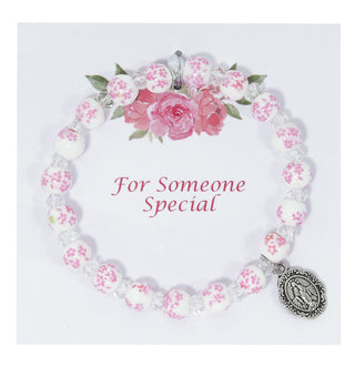 Pink Ceramic Crystal Bracelet