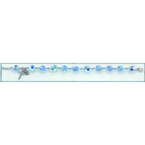 10mm Round Faceted Light Sapphire Swarovksi Crystal Bead Bracelet