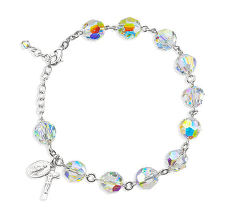 Round Faceted Aurora Borealis Finest Austrian Crystal Bracelet