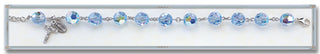 Round Faceted Light Sapphire Finest Austrian Crystal Sterling Bracelet