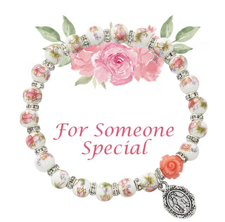 6.5-inch Pink Ceramic White Flower