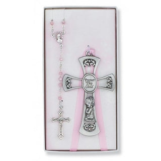 Pewter Girl Cross/Rosary Set