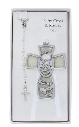 White Guardian Angel Rosary Set
