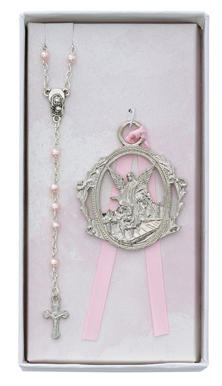 Girls Pink Cross Crib Medal Bs4