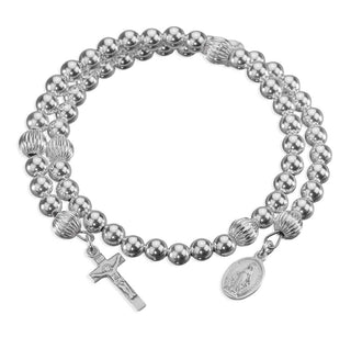 5mm Sterling Silver Bead Wrap Rosary