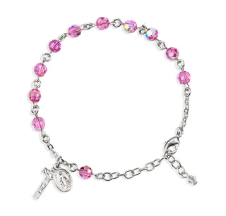 6Mm Aqua Swarovksi Crystal Rosary Bracelet 1