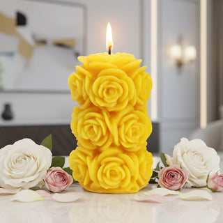 100% Besswax Rose Pillar Candle