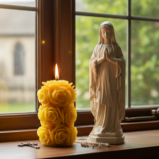 100% Besswax Rose Pillar Candle