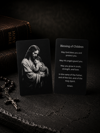Metal Prayer Card and Personalized Wood Case