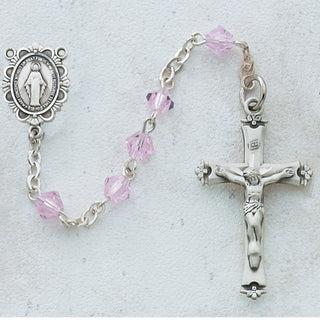 Sterling Silver 5MM Pink Rosary - SALE