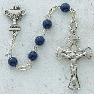 5MM Blue Glass Communion Rosary
