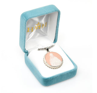 Pink Sterling Silver Sacred Heart Cameo Medal