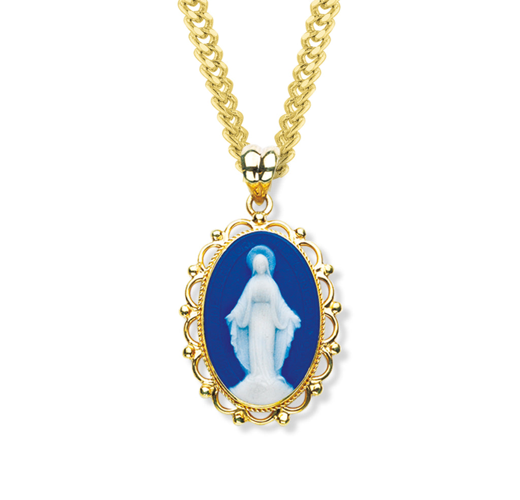 Dark Blue Gold Sterling Silver Miraculous Medal – CatholicShop.com
