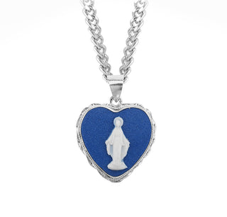 Light Blue Sterling Silver Cameo Miraculous Medal 1