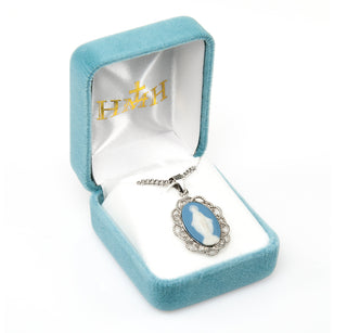 Light Blue Sterling Silver Cameo Miraculous Medal