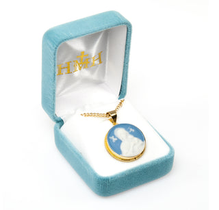 Light Blue Gold Over Sterling Silver Our Lady of Perpetual Help Cameo Medal