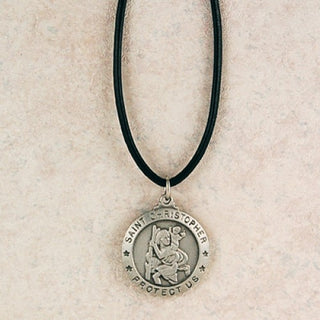 Pewter St Christopher Medal with Chain