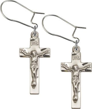 Sterling Silver Dangle Crucifix Earrings