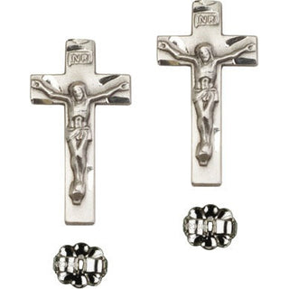 Sterling Silver Post Crucifix Earrings