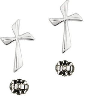 Sterling Silver Post Cross Earrings