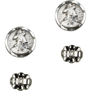 Sterling Silver Post Guardian Angel Earrings