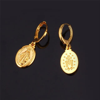 18K Gold-Plated Miraculous Medal Earrings Set