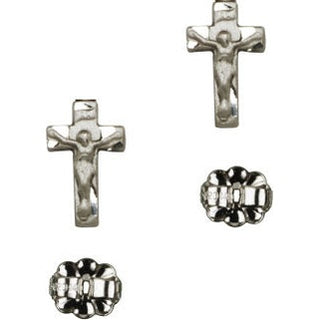 Sterling Silver Post Crucifix Earrings