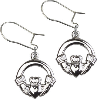 Sterling Silver Dangle Claddagh Earrings