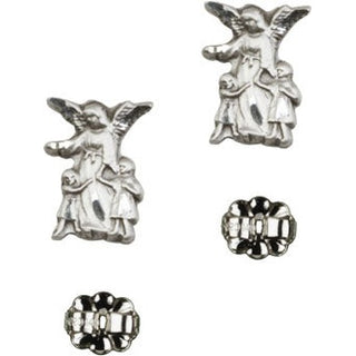 Sterling Silver Post Guardian Angel Earrings
