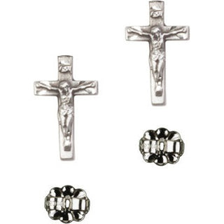 Sterling Silver Post Crucifix Earrings