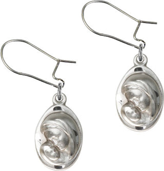Sterling Silver Dangle Madonna & Child Earrings