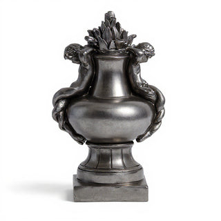 Cherub Siren Urn Planter - 14-inch — Aged Silver finish