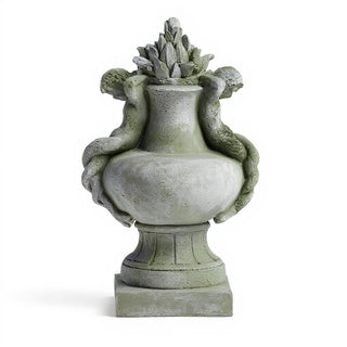Cherub Siren Urn Planter - 14-inch — Mossy Green finish