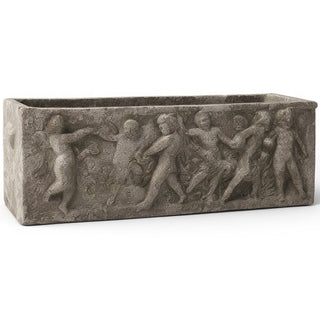 Rectangular Cherub Planter — Antique Stone finish