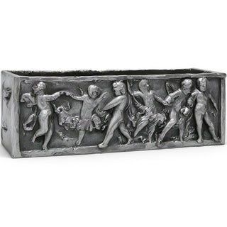 Rectangular Cherub Planter — Antique Silver finish