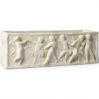 Rectangular Cherub Planter — Antique White finish