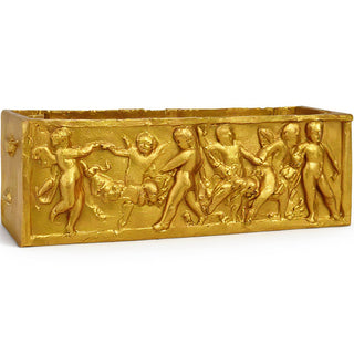 Rectangular Cherub Planter — Deep Gold finish