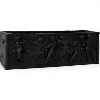 Rectangular Cherub Planter — Flat Black finish