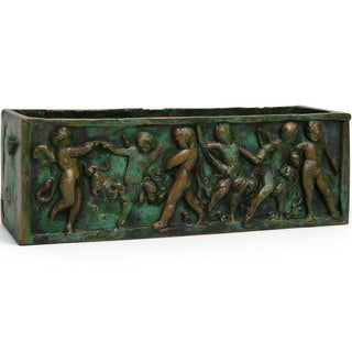 Rectangular Cherub Planter — Green Bronze finish
